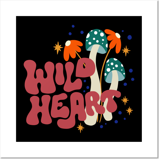 Wild Heart Retro 70s Doodle Wall Art by OldSoulShop